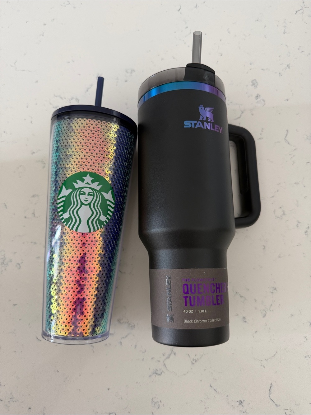 Stanley Black Chroma Collection & Starbucks Iridescent Sequin Tumbler - Picture 6 of 6
